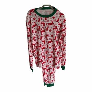 Carter's NWOT  Women’s Red and White Holiday Reindeer Pajama Set with Green Trim